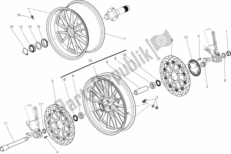 Todas as partes de Rodas do Ducati Diavel FL USA 1200 2017